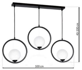 Závesné svietidlo Boston, 3x biele sklenené tienidlo, b