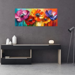 Obraz - Päť pestrofarebných kvetov (120x50 cm)