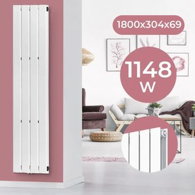 Vertikálny radiátor, stredové pripojenie, 1800 x 304 x 69 mm