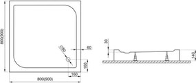 Polimat Kompaktná štvorcová akrylátová sprchová vanička Tenor 3 80x80 (90x90) POLIMAT-Farba: Biela, POLIMAT-Rozmery: 80x80