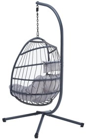 Autronic Závesné kreslo, kov, polyratan, sivá,AZ-V 1269GREY