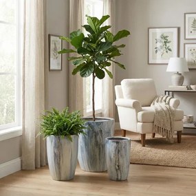 Sada 3 ks květináčů NEVA MARBLE VIII modrá