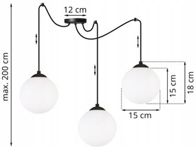 Závesné svietidlo Florence Spider, 3x biele sklenené tienidlo