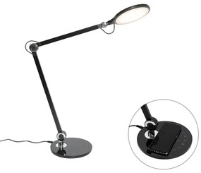 Dizajnová stolná lampa čierna vrátane LED s dotykovým a indukčným nabíjaním - Don