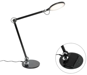 Dizajnová stolná lampa čierna vrátane LED s dotykovým a indukčným nabíjaním - Don