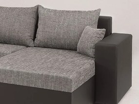 Sedacia súprava Rumba, tvar U, čierna ekokoža/melírová tkanina