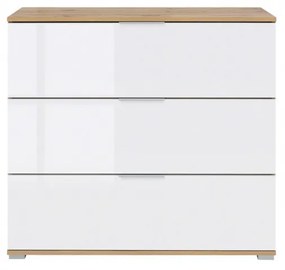 BLACK RED WHITE Zele KOM3S komoda dub wotan / biely lesk