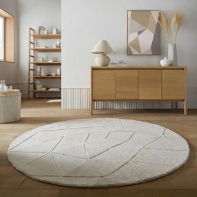 Béžový ručne tkaný vlnený okrúhly koberec ø 160 cm Shard – Flair Rugs