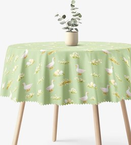 Goldea veľkonočný okrúhly teflónový obrus - husy a kraslice Ø 100 cm