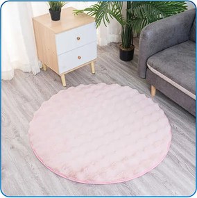 Okrúhly Bublinový koberec Rabbit Buble 120 cm ružový plyšový