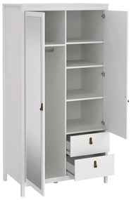 Biela šatníková skriňa so zrkadlom 102x199x58 cm Madrid – Tvilum