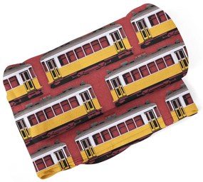 Sablio Deka Lisabonské historické električky Červený Pattern - 150x120 cm