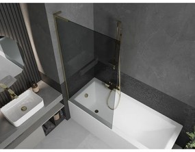 Mexen Next L, 1-krídlová vaňová zástena 90 x 150 cm, 6mm šedé sklo, zlatý lesklý profil, 895-090-000-03-40-50