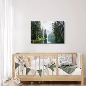 Obraz lesného jazera (90x60 cm)