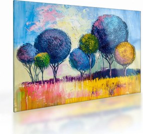 Sklenený obraz kopulovitých stromov, olejomaľba (70x50 cm)