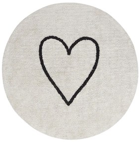Okrúhly bavlnený koberec ø 140 cm béžová/čierna HEART Beliani