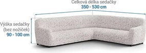 Bielastické poťahy VITTORIA smotanová rohová sedačka (š. 350 - 530 cm)