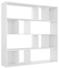 vidaXL Knižnica/deliaca stena lesklá biela 110x24x110 cm drevotrieska