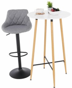 Kondela Barový stôl, biela/dub, priemer 60 cm, IMAM
