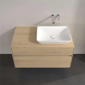 VILLEROY &amp; BOCH Collaro závesná skrinka pod umývadlo na dosku (umývadlo vpravo), 2 zásuvky, s LED osvetlením, 1000 x 500 x 548 mm, Nordic Oak, C111B0VJ