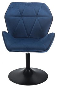 LuxuryForm DESIGN Stolička MILANO MAX VELUR na čiernom tanieri - modrá