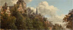 Obraz - Jan van der Heyden, View Down a Dutch Canal, reprodukcia (120x50 cm)