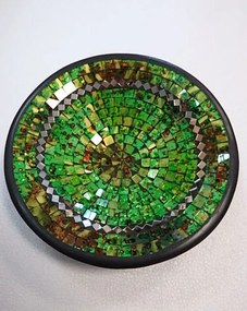 Miska zelená okrúhla, ručná mozaika,