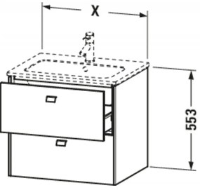 DURAVIT Brioso závesná skrinka pod umývadlo, 2 zásuvky, 620 x 479 x 553 mm, biela vysoký lesk, BR410102222