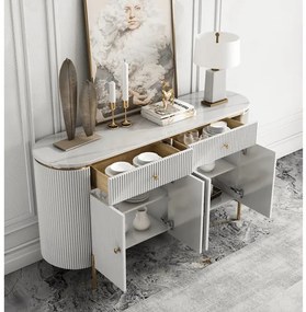 KOMODA GASTON II ZLATÉ NOHY + BIELA + SYNTETICKÝ MRAMOR