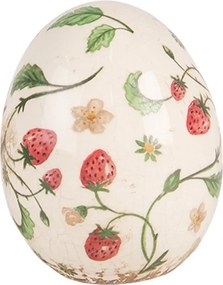 Keramické dekoračné vajíčko s jahôdkami Wild Strawberries M - Ø 10*12 cm