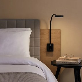 Rabalux 71284 - LED stmievateľné nástenné svietidlo TIVRO 4W/230V s USB adaptérom do zásuvky čierne