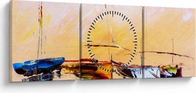 Obraz - Maľba loďou (s hodinami) (90x30 cm)