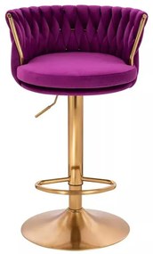 LuxuryForm DESIGN Barová stolička LYON VELUR na zlatom tanieri - fuchsia