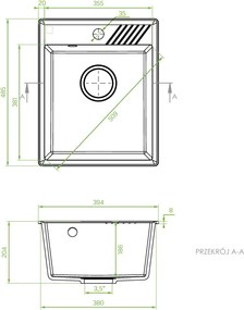 Laveo Hub, 1-komorový granitový drez 394x485x204 mm, šedá, LAV-SPH_510Y