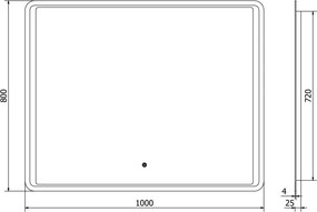 Mexen Zusa zrkadlo do kúpeľne s podsvietením 100 x 80 cm, LED 6000K, proti zahmlievaniu - 9808-100-080-611-00
