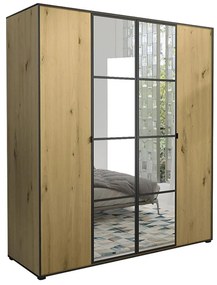 Skriňa Oslo I 180 Artisan/čierna/zrkadlo