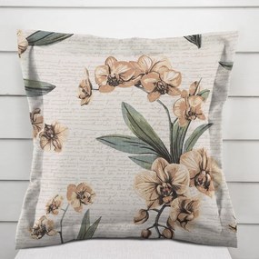 Biante Bavlnená obliečka na vankúš s lemom Sandra SA-624 Hnedé orchidey na bielom 30 x 50 cm