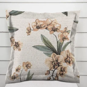 Biante Bavlnená obliečka na vankúš s lemom Sandra SA-624 Hnedé orchidey na bielom 50 x 50 cm