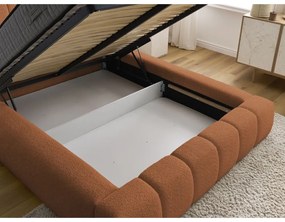 Oranžová čalúnená dvojlôžková posteľ s úložným priestorom s roštom 140x190 cm Denali – Bobochic Paris