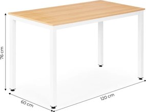 Univerzálny pracovný a jedálenský stôl 120 x 60 cm - 4–5 osôb, svetlý dub
