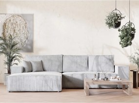 Svetlosivá ženilková rozkladacia/s úložným priestorom rohová pohovka (ľavý roh/s leňoškou) Maze – Maison de Rêve