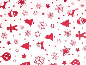 PVC obrus Červené vianočné symboly PV-069 - metráž š. 140 cm