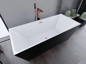 Mexen Lita, voľne stojaca vaňa 170 x 75 cm, biela-čierna, medený prepad, 52121707575-65