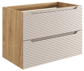 Závěsná skříňka pod umyvadlo Ocean 80 cm dub olejovaný/béžová