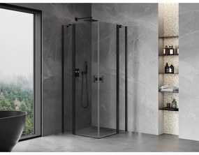 Mexen, Mexen Mist Duo výklopný sprchový kút 90 x 90 cm, priehľadný, čierny - 8A4-090-090-70-00
