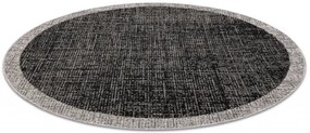 Koberec SIZAL FLOORLUX kruh 20401 Ramka čierny/strieborný