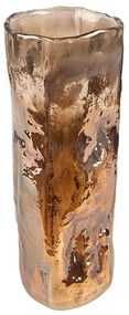 Hnedo-bronzová sklenená úzka váza - Ø 8*20 cm