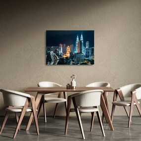 Sklenený obraz - Noc v Kuala Lumpur (70x50 cm)