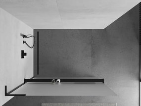 Mexen Kioto+ L, sprchová zástena Walk-In s poličkou a vešiakom 70 x 200 cm, 8mm sklo námraza, čierny profil, 800-070-123-70-30
