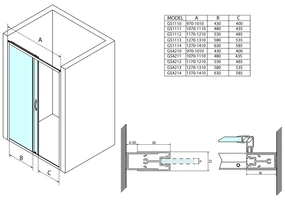 Gelco Gelco, SIGMA SIMPLY sprchové dvere posuvné 1100mm, sklo Brick, GS4211